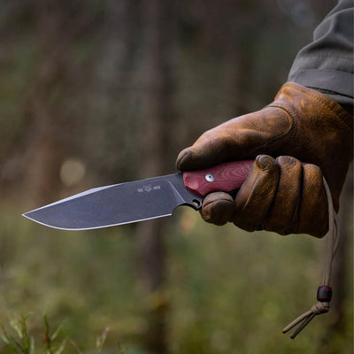 GiantMouse GMF4-RED-PVD GMF4 Fixed Knife 5.65" N690 Black PVD Stonewashed Clip Point Red Canvas Micarta - NORTH RIVER OUTDOORS