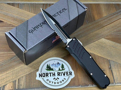 Guardian Tactical RECON-035 93232 Two Tone Black DE Serrated Auto Knife 3.3" - NORTH RIVER OUTDOORS