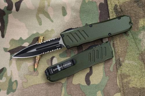 Guardian Tactical Recon-035 98232 Two-tone Elmax D/E Serrated OD OTF Auto Knife - NORTH RIVER OUTDOORS