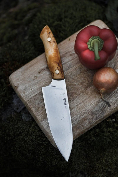 Helle Dele Premium Outdoor Chef Knife Curly Birch (6.30" 12C27) - NORTH RIVER OUTDOORS