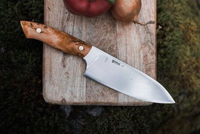 Helle Dele Premium Outdoor Chef Knife Curly Birch (6.30" 12C27) - NORTH RIVER OUTDOORS