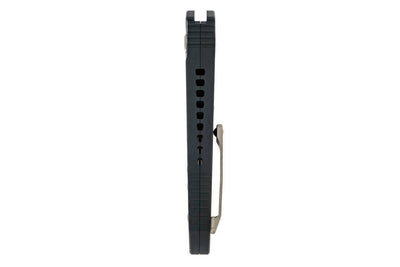 Heretic Auto Pariah H048-5A MagnaCut Black Handle Battleworn Single Edge Blade Flamed Pivot - NORTH RIVER OUTDOORS