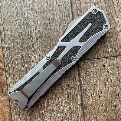 Heretic Colossus MagnaCut S/E Gray Handle w/ Black Grip Inlays Stonewash Blade - NORTH RIVER OUTDOORS