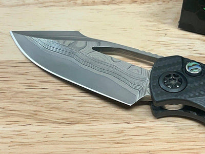 Heretic Custom Pariah Manual V2 Wood Grain San Mai Carbon Fiber Abalone Inlay (Blade Show) - NORTH RIVER OUTDOORS