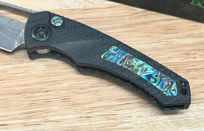Heretic Custom Pariah Manual V2 Wood Grain San Mai Carbon Fiber Abalone Inlay (Blade Show) - NORTH RIVER OUTDOORS