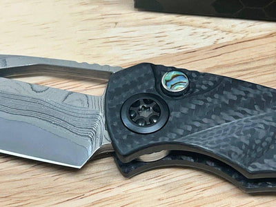 Heretic Custom Pariah Manual V2 Wood Grain San Mai Carbon Fiber Abalone Inlay (Blade Show) - NORTH RIVER OUTDOORS