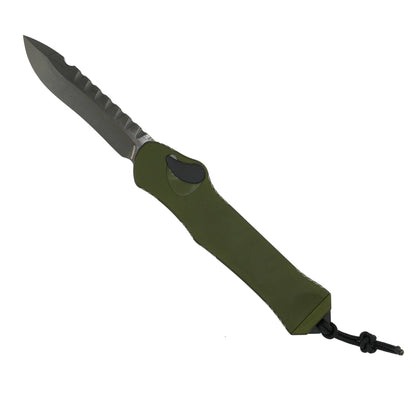 Heretic Hydra V3 H008-6A-GRN OD Green Aluminum Handle & Stonewash Recurve MagnaCut Knife - NORTH RIVER OUTDOORS