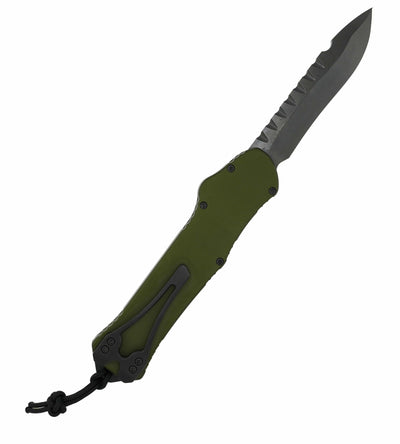 Heretic Hydra V3 H008-6A-GRN OD Green Aluminum Handle & Stonewash Recurve MagnaCut Knife - NORTH RIVER OUTDOORS