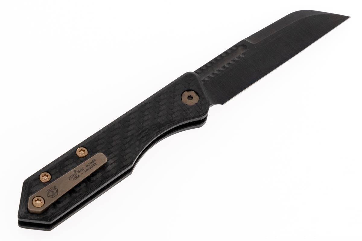 Heretic Jinn Knife DLC Wharncliffe MagnaCut Carbon Fiber Bronze Hardware & Clip - NORTH RIVER OUTDOORS