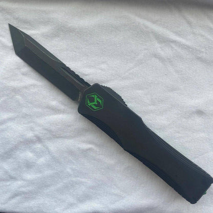Heretic Knives Colossus T/E Blade Show '23 Black Slab Handle w/ Deep Engraved Heretic Green Logo Battle Black Blade - NORTH RIVER OUTDOORS