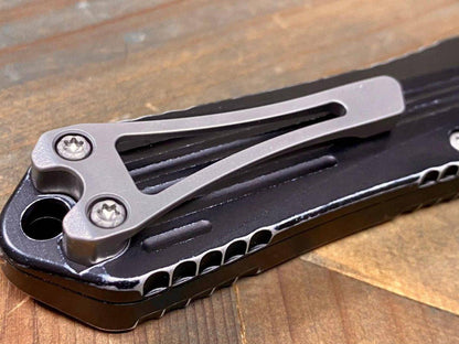 Heretic Manticore E Battleworn Black OTF Automatic Knife 3" Recurve Stonewash H029-2A-BATTLE - NORTH RIVER OUTDOORS