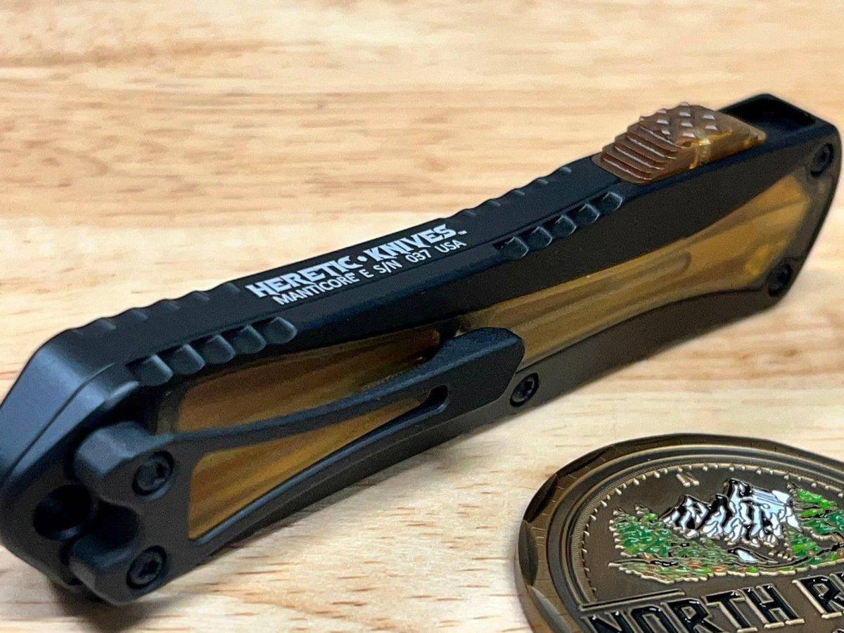 Heretic Manticore E Black Handle w/ Ultem Inlays & DLC MagnaCut Double Edge (USA) - NORTH RIVER OUTDOORS