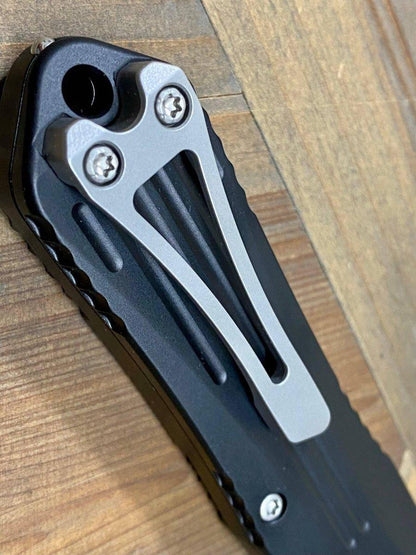 Heretic Manticore E Black OTF Auto Knife 3" Recurve Stonewash H029-2A - NORTH RIVER OUTDOORS