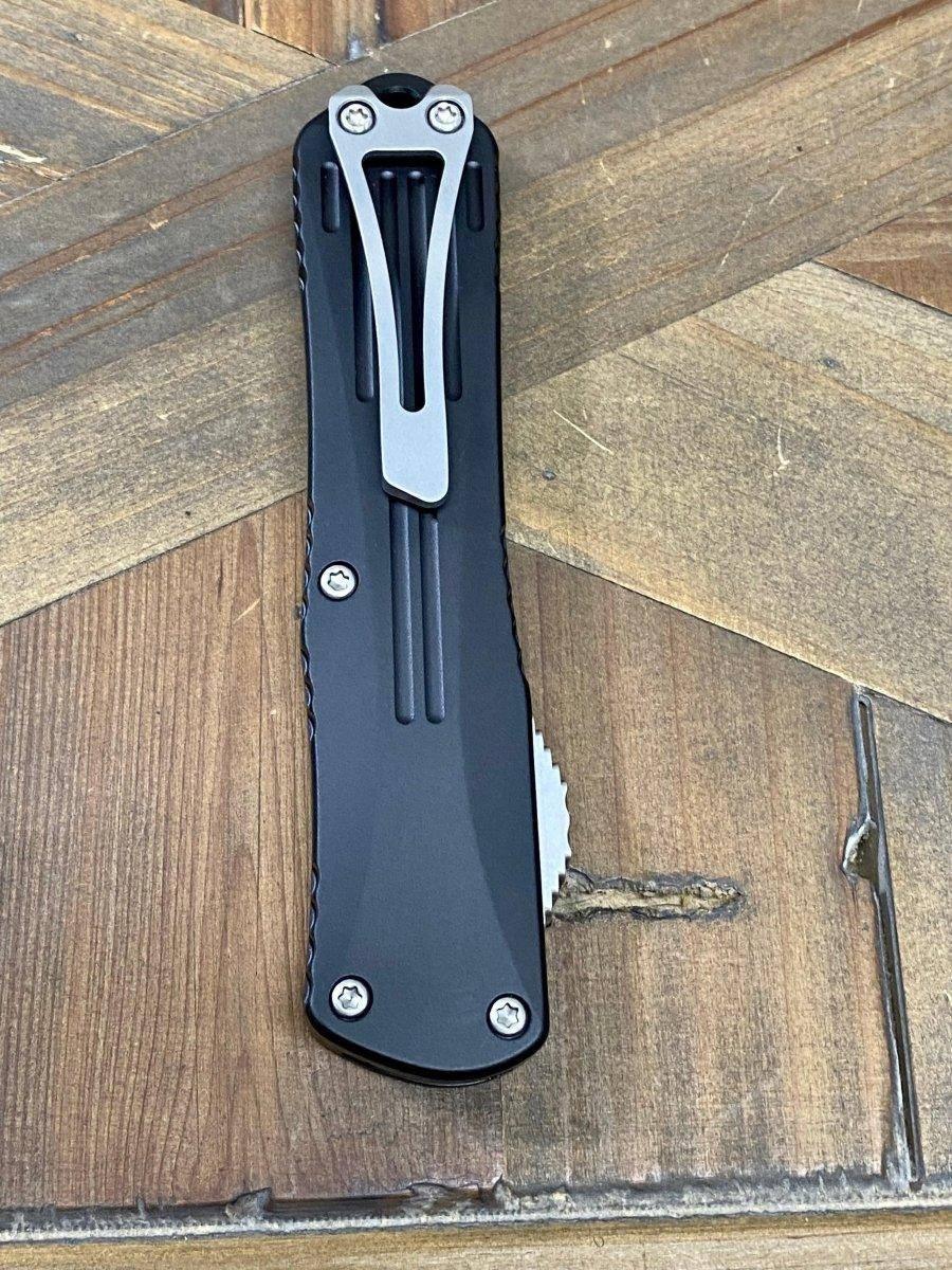 Heretic Manticore E Black OTF Auto Knife 3" Recurve Stonewash H029-2A - NORTH RIVER OUTDOORS