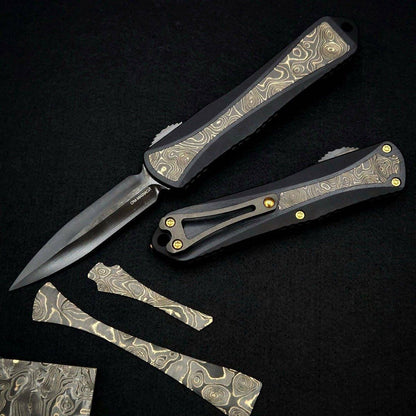 Heretic Manticore E H028-6A-FC-TIN Tumbled DLC D/E Gold Dunes Fat Carbon Knife (USA) - NORTH RIVER OUTDOORS