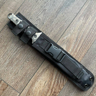 Heretic Nephilim Fixed Blade D/E Dagger Flamed Titanium Handle DLC Black Full Serrated Blade H003-6C-FTi - NORTH RIVER OUTDOORS