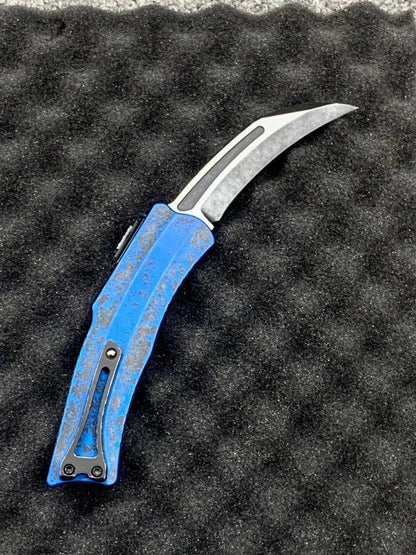 Heretic Roc Hawkbill Auto Knife 3.2" MagnaCut Two Tone Breakthrough Blue Handle - NORTH RIVER OUTDOORS