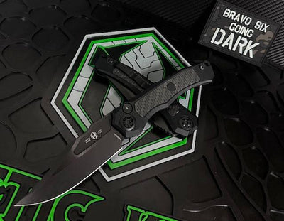 Heretic Wraith Auto DLC Knife Glow Carbon Fiber Inlays Tritium H002-6A-GLO/CF - NORTH RIVER OUTDOORS