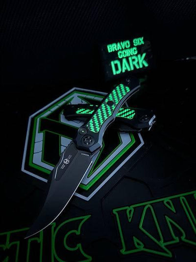 Heretic Wraith Auto DLC Knife Glow Carbon Fiber Inlays Tritium H002-6A-GLO/CF - NORTH RIVER OUTDOORS