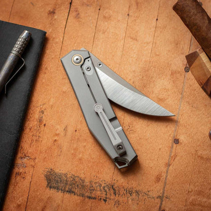 GiantMouse GMX Limited #22 Folding Knife S90V Titantium Brass Bolster (Rare) - NORTH RIVER OUTDOORS