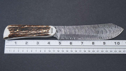 Silver Stag Happy Camper Damascus Fixed Blade Knife - NORTH RIVER OUTDOORS