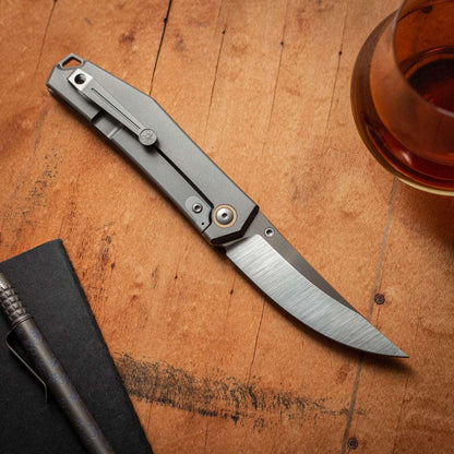 GiantMouse GMX Limited #22 Folding Knife S90V Titantium Brass Bolster (Rare) - NORTH RIVER OUTDOORS