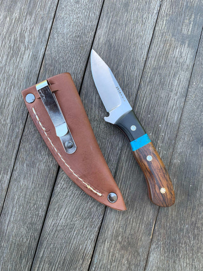 Join or Die Blueridge Bird and Trout Knife Iron wood Turquoise Spacer (USA) - NORTH RIVER OUTDOORS