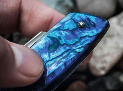 Boker Blue Shell Straight Razor 5/8" O-1 Carbon Steel Blade French Point Blue Paua Shell - NORTH RIVER OUTDOORS