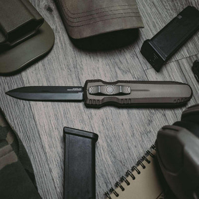 SOG Pentagon OTF Knife Black Blade FDE Handle 3.75" S35VN - NORTH RIVER OUTDOORS