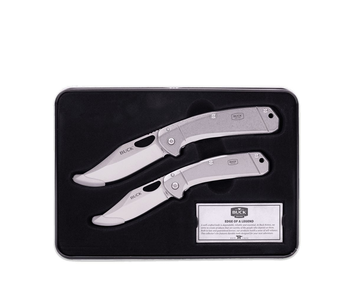 Buck Knife Combos in Holiday Tins 788 LG and 789 SM Knives with