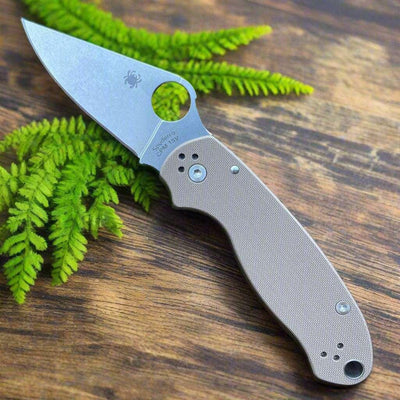 Spyderco Para 3 Sprint Run Compression Lock Folding Knife 2.93" CPM-15V Stonewashed Brown G10 Handles (Paramilitary 3) - NORTH RIVER OUTDOORS