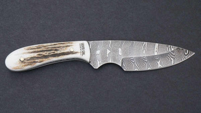 Silver Stag Field Slab Damascus Fixed Blade Knife - NORTH RIVER OUTDOORS