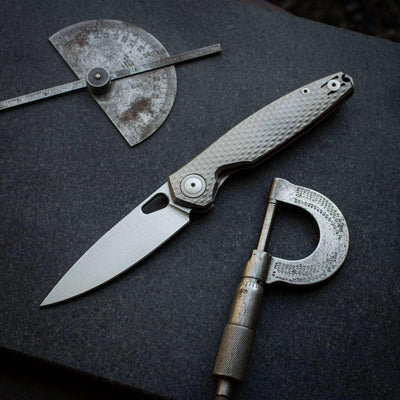 GiantMouse REO Folding Knife 3.325" MagnaCut Satin Drop Point Titanium Handles - NORTH RIVER OUTDOORS