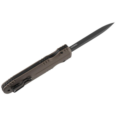 SOG Pentagon OTF Knife Black Blade FDE Handle 3.75" S35VN - NORTH RIVER OUTDOORS