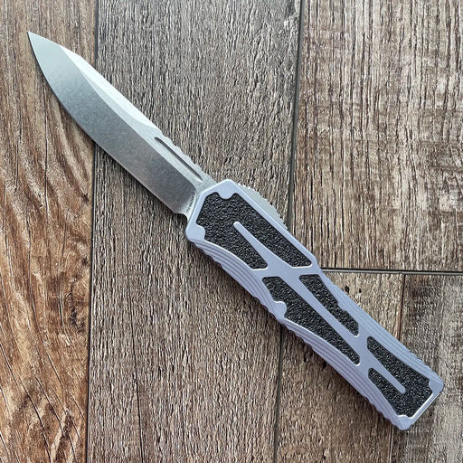 Heretic Colossus MagnaCut S/E Gray Handle w/ Black Grip Inlays Stonewash Blade from NORTH RIVER OUTDOORS