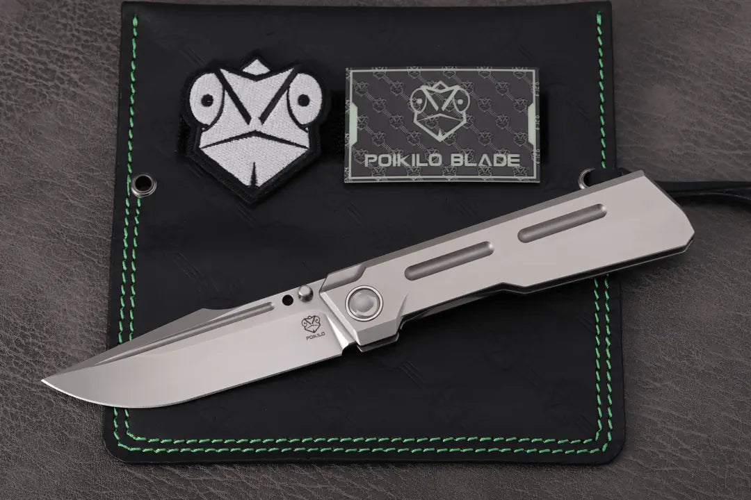 Poikilo Blade Marlin Frame Lock Knife Pearlescent SW Ti (3.7" Pearlescent SW)