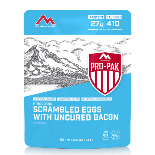 Mountain House Scrambled Eggs with Bacon Pro-Pak Hiking, Survival & Emergency Food (Pouch) from NORTH RIVER OUTDOORS