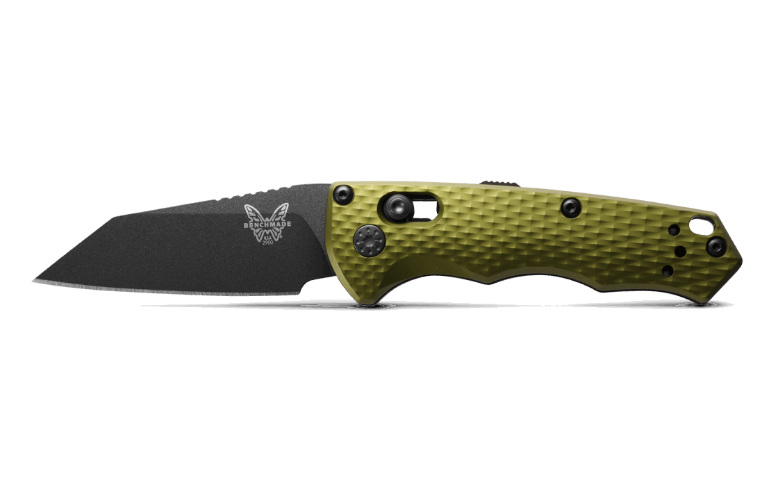 Benchmade 2900BK-2 Auto Immunity Folding Knife 2.49" CPM-M4 Cobalt Black Wharncliffe Woodland Green Handles from NORTH RIVER OUTDOORS