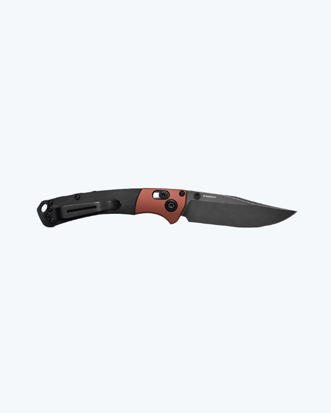 Benchmade Hunt Mini Crooked River Axis Lock Folding Knife 3.4" CPM-MagnaCut Black Stonewashed Black Canvas Micarta Burnt Copper Aluminum Bolsters - NORTH RIVER OUTDOORS