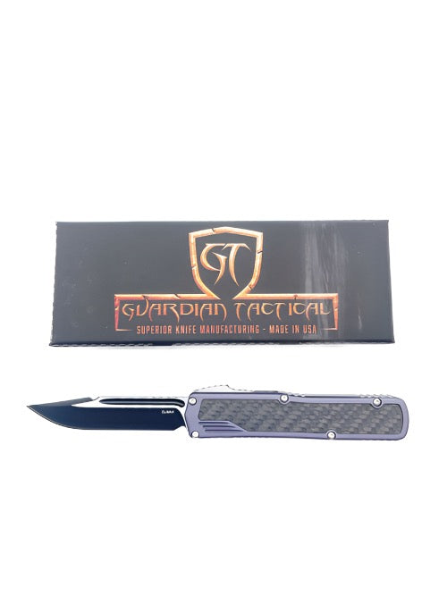 Guardian Tactical Scout CF OTF 142211 Black Carbon Fiber Inlay Two Tone Black S/E Blade from NORTH RIVER OUTDOORS