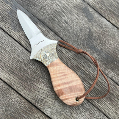 Join or Die Maple Burl & Oyster Shell Oyster Knife - NORTH RIVER OUTDOORS