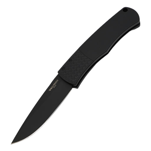 Pro-Tech BR-1.7 Magic Black Handle Textured Black Bolster DLC Plain Edge Blade (USA) from NORTH RIVER OUTDOORS