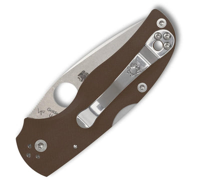 Spyderco Native 5 Sprint Run Folding Knife 2.95" CPM-15V Stonewashed Plain Blade Brown G10