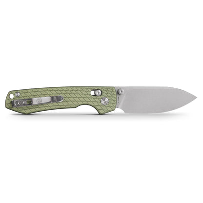 Vosteed Raccoon Crossbar Lock Knife 3.25" Nitro-V Blade & Green Aluminum Handle A0514 - NORTH RIVER OUTDOORS