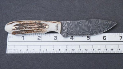 Silver Stag Stag Twist Handle Damascus Fixed Blade Knife - NORTH RIVER OUTDOORS