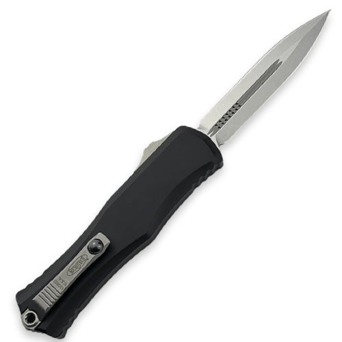 Microtech 1702-10 Hera II OTF Auto Knife 4" M390MK Double Edge Blade Black Aluminum Handles from NORTH RIVER OUTDOORS