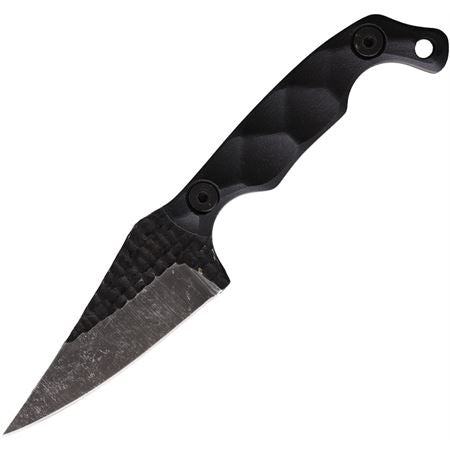 Stroup Knives Mini1 EDC Fixed Blade Knife 3.125" 1095 Hand Carved Pike Blade Milled Black G10 Handles Kydex Sheath from NORTH RIVER OUTDOORS