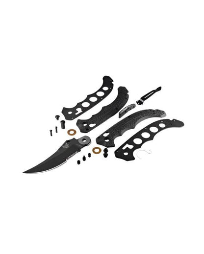 Benchmade 865SBK Mini Bedlam Axis Serrated Folding Knife 3.45" S90V Black Scimitar Blade Black G10 Handles - NORTH RIVER OUTDOORS