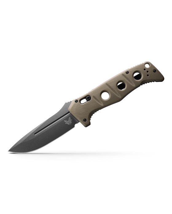 Benchmade 2750GY-3 Auto Adamas Folding Knife 3.78 CruWear Tungsten Gray  Plain Blade Desert Tan G10