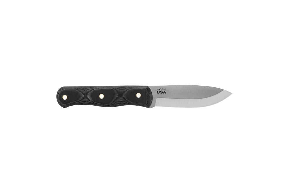 TOPS Knives D Fly 4.5 Fixed 4.5" 1095 Carbon Blade Black Micarta Handles Leather Sheath from NORTH RIVER OUTDOORS